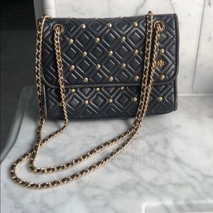 Tory Burch Fleming Stud Small Shoulder Bag Black